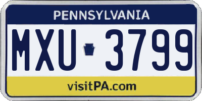 PA license plate MXU3799