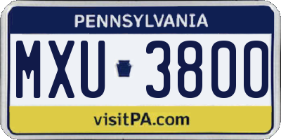 PA license plate MXU3800