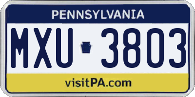 PA license plate MXU3803