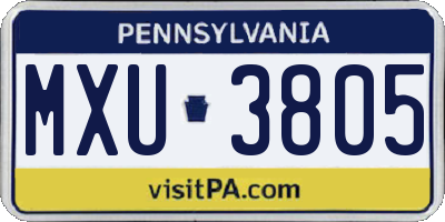 PA license plate MXU3805
