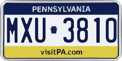 PA license plate MXU3810