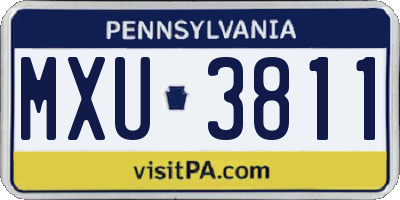 PA license plate MXU3811