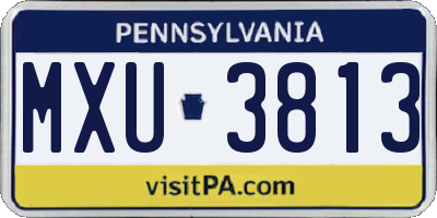 PA license plate MXU3813