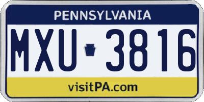 PA license plate MXU3816