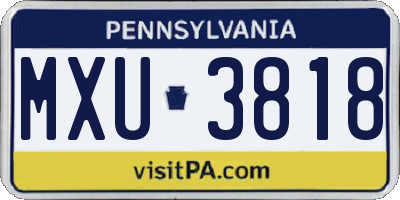 PA license plate MXU3818