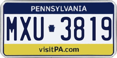PA license plate MXU3819