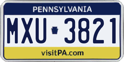 PA license plate MXU3821