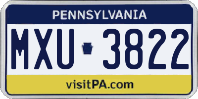PA license plate MXU3822
