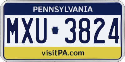 PA license plate MXU3824