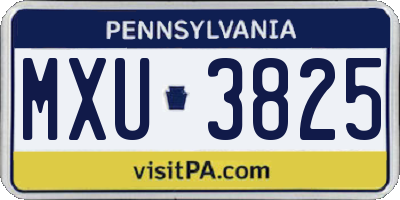 PA license plate MXU3825