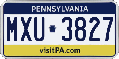 PA license plate MXU3827