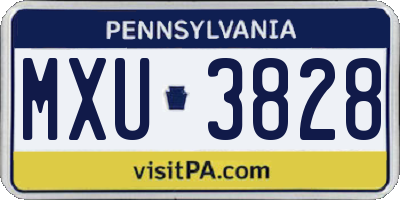 PA license plate MXU3828