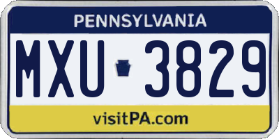 PA license plate MXU3829