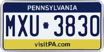 PA license plate MXU3830