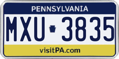 PA license plate MXU3835