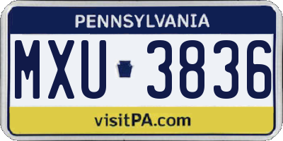 PA license plate MXU3836