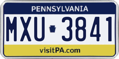 PA license plate MXU3841