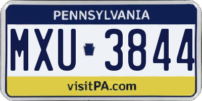 PA license plate MXU3844