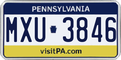 PA license plate MXU3846