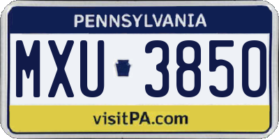 PA license plate MXU3850