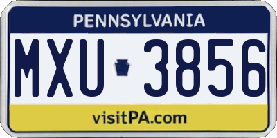 PA license plate MXU3856