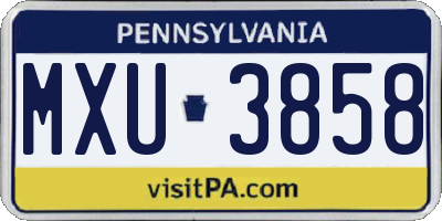 PA license plate MXU3858