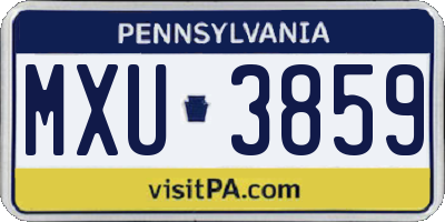 PA license plate MXU3859