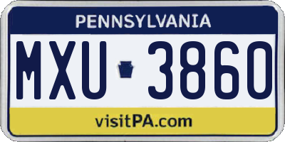 PA license plate MXU3860