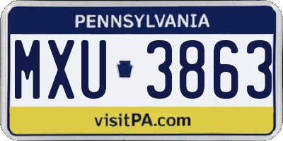 PA license plate MXU3863