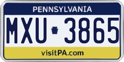 PA license plate MXU3865
