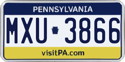 PA license plate MXU3866