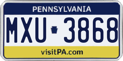 PA license plate MXU3868