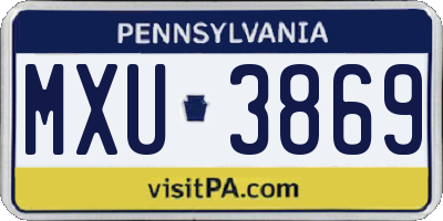 PA license plate MXU3869