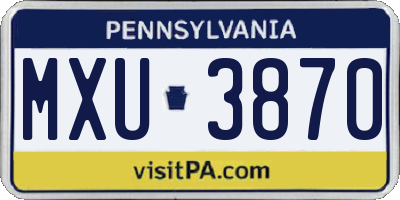 PA license plate MXU3870