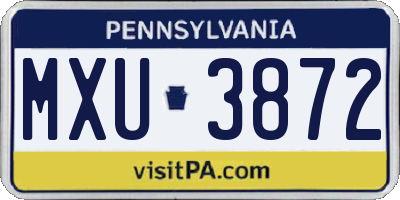 PA license plate MXU3872