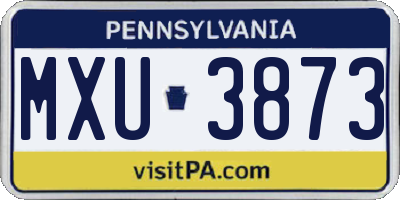 PA license plate MXU3873