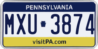 PA license plate MXU3874