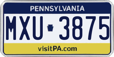 PA license plate MXU3875