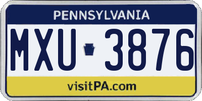 PA license plate MXU3876