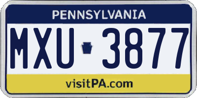 PA license plate MXU3877