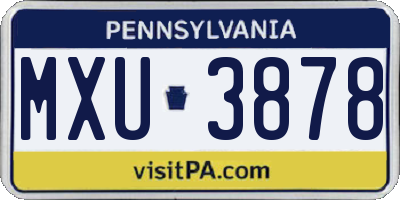 PA license plate MXU3878