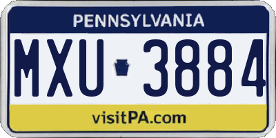 PA license plate MXU3884