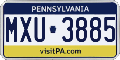 PA license plate MXU3885