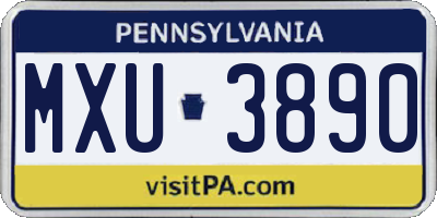 PA license plate MXU3890