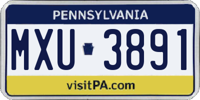 PA license plate MXU3891