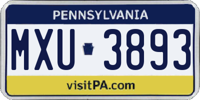 PA license plate MXU3893