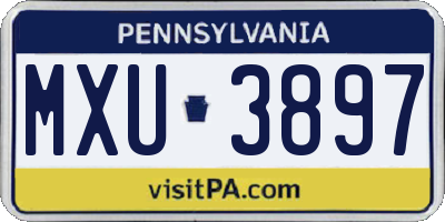 PA license plate MXU3897