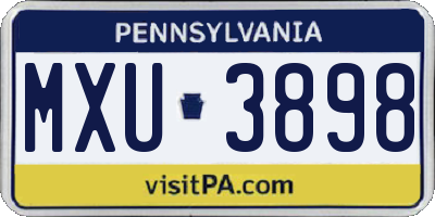 PA license plate MXU3898