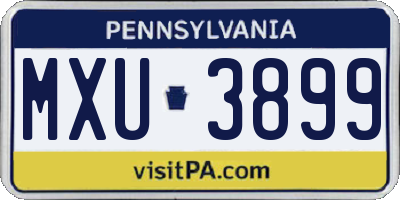 PA license plate MXU3899