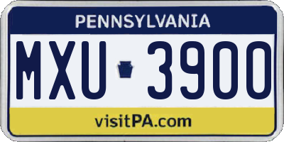PA license plate MXU3900